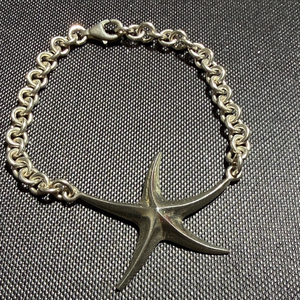 Sterling Silver Starfish Rollo Link Bracelet 6.75"  (2)